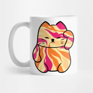 Lucky cat orange zebra patern Mug